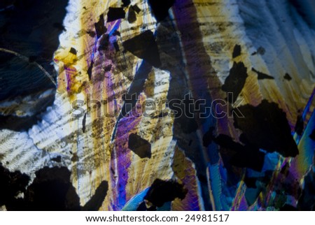 Micro photo / light graphics / soot particles and microcrystals in polarized light