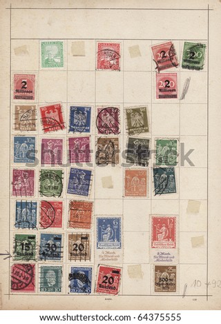 Sheet of old stamps