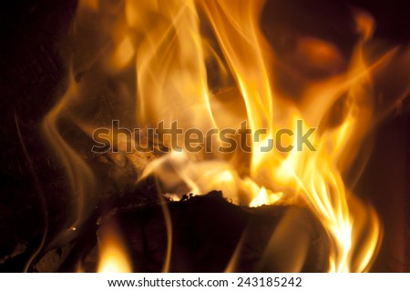Open Fire on a Fire Place