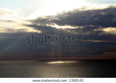 sun spot light on the Mediterranean sea.