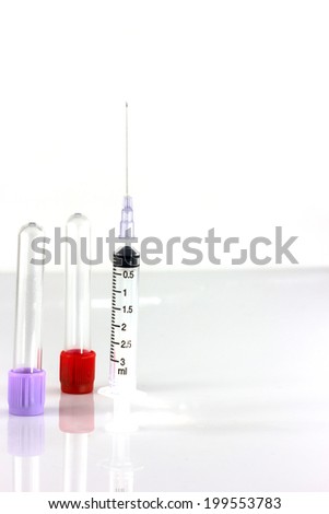 syringe tubes and needles isolate on white background