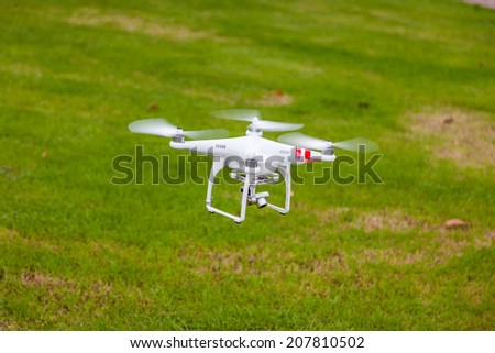 flying drone with camera on the floor prepair to fly