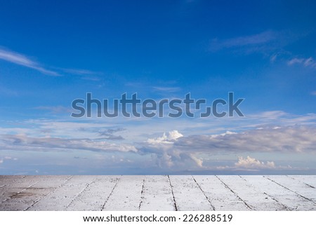 Blue sky land and white cloud background