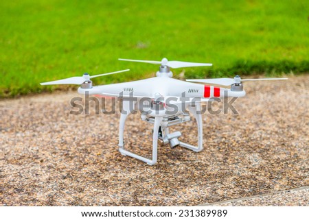 THAILAND UDONTHANI - June 26 , 2014 : Drone with camera too take the picture around the Nong Bua Public Park