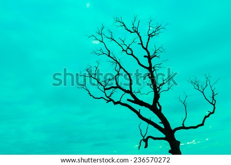 Blue vintage tree silhouette landscape background