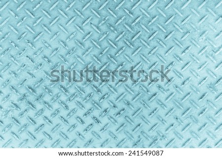Blue Background of old metal diamond plate in silver color background