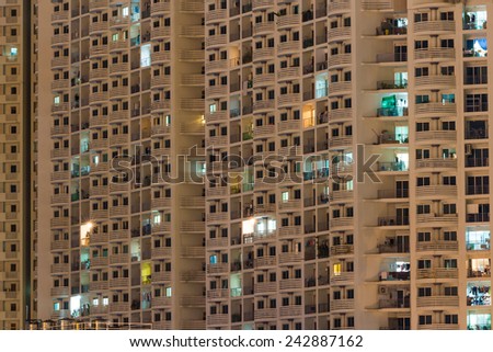 night time of condominium life of City people in modern town