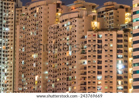 apartment building at night time background