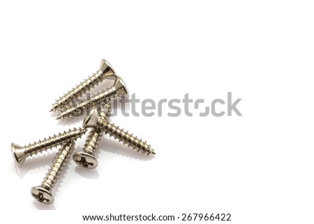 Screws Chrome plated The holder repair materials on white background