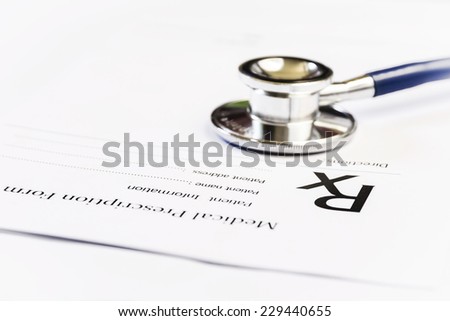 RX medical prescription form & Stethoscope