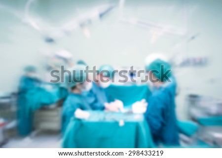 Zoom blur of live surgery in operation theater in hospital