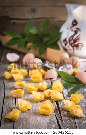 Raw italian cappelletti - fresh home made pasta stuffed with cheese