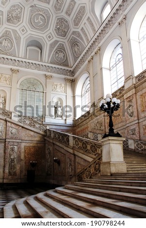 NAPLES, ITALY, MAY 10, 2012 - Stairs inside the Royal Palace
