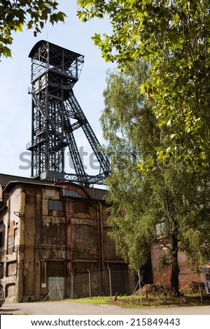 OSTRAVA, CZECH REPUBLIC, JULY 31, 2012 - Old coal mine shaft with  mining tower