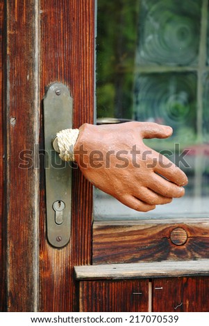 Funny handle front door in Austria Hallstatt