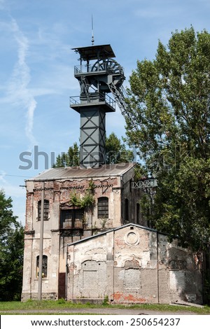 OSTRAVA, CZECH REPUBLIC, JULY 31, 2012 - Old coal mine shaft with a mining tower