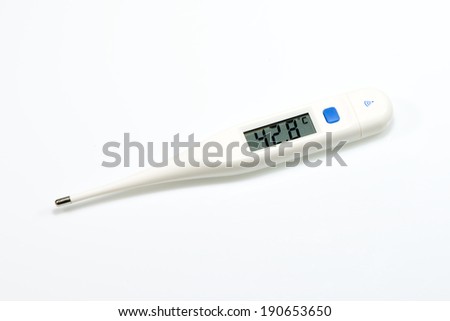 Electronic body thermometer displaying very high temperature