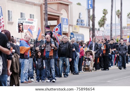 LOS ANGELES - APRIL 24:  Armenian community march during Armenian Genocide Commemorative March at Little Armenia, Hollywood on April 24, 2011 in Los Angeles.