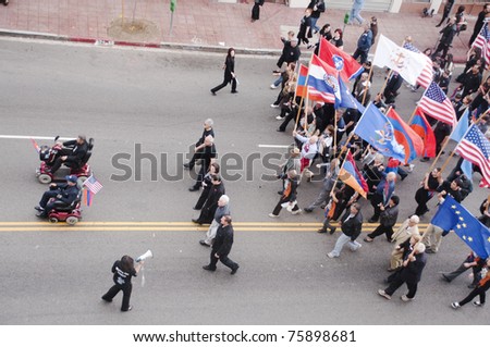 LOS ANGELES - APRIL 24:  Armenian community march during Armenian Genocide Commemorative March at Little Armenia, Hollywood on April 24, 2011 in Los Angeles.