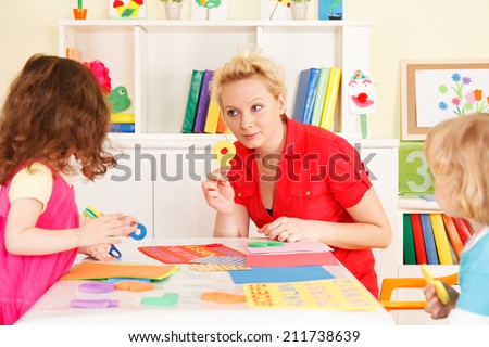 Preschool children in the classroom with the teacher
