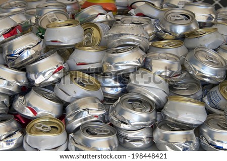 Aluminum can recycling pile