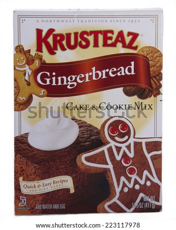 ALAMEDA, CA - OCTOBER 09, 2014: 14.5 ounce box of Krusteaz brand Gingerbread Cake and Cookie Mix.