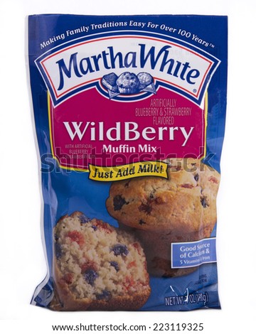 ALAMEDA, CA - OCTOBER 09, 2014: 7 ounce pouch of Martha White brand Wild Berry Muffin Mix.