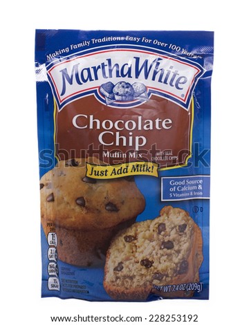 ALAMEDA, CA - NOVEMBER 03, 2014: 7.4 ounce packet of Martha White brand Chocolate Chip Muffin Mix. Just add Milk! Good Source of Calcium and 5 Vitamins and Iron.