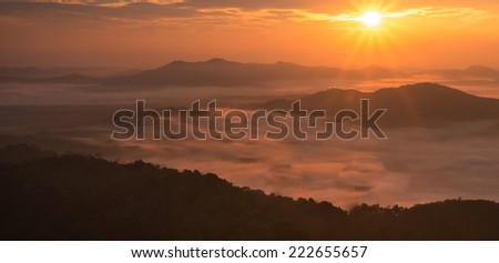 Mountain,fog and light