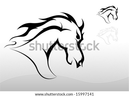tribal horse tattoo. stock vector : Horse tattoo