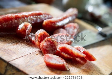 chinese sausage sliced for cook