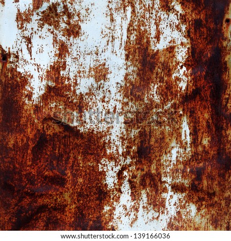 white painted rusty scratched grunge metal background, texture