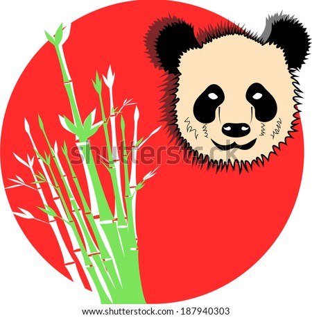 Panda sun bamboo bear animal wild nature vector