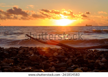 Sunset on the Mediterranean Sea. Adriatic Sea.