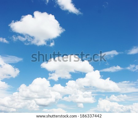 Pure blue sky and white clouds in the sky.