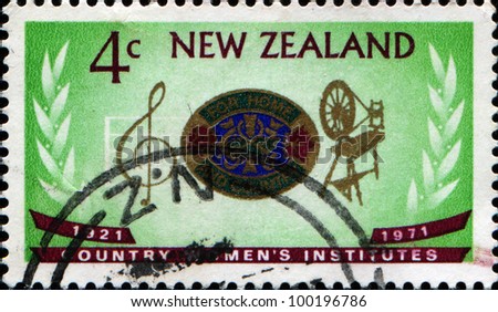 NEW ZEALAND - CIRCA 1971: Stamp printed in New Zealand dedicated 50 years of Country Women\'s Institute, circa 1971