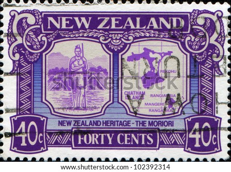 NEW ZEALAND - CIRCA 1989: A stamp printed in New Zealand honoring New Zealand Heritage, the Moriori, circa 1989
