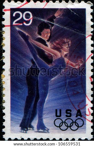 USA - CIRCA 1994: A Stamp printed in USA shows ice dansing, 17th Winter Olympic Games Lillehammer, Norway, series, circa 1994