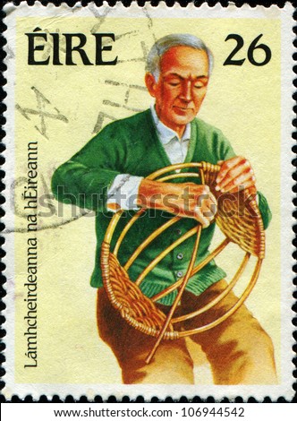 IRELAND - CIRCA 1983: A stamp printed in Ireland Republic shows Basket making, Irish Handicrafts series, circa 1983