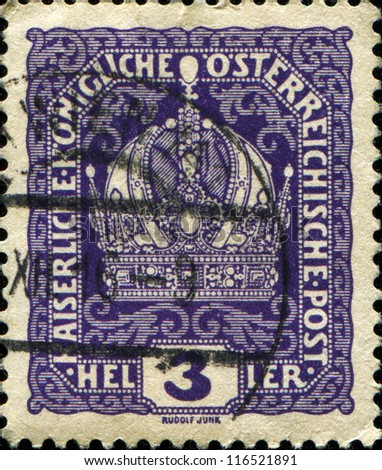 AUSTRIA - CIRCA 1916: A stamp printed in Austria shows Austrian Imperial Crown, circa 1916