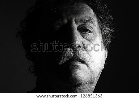 clouse-up of middle aged man, black and white