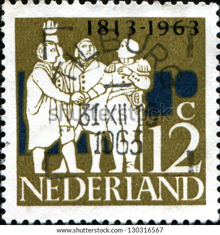 NETHERLANDS - CIRCA 1963: A stamp printed in  Netherlands shows G. K. van Hogendorp, Graf van der Duyn van Maasdam, Graaf van Limburg Stirum, Dutch Leaders, circa 1963