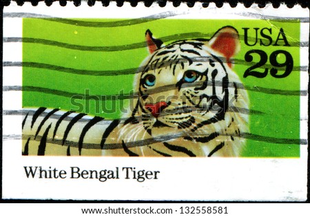 USA - CIRCA 1992: A stamp printed in United States of America shows White Bengal Tiger, circa 1992