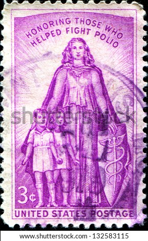 USA - CIRCA 19: A stamp printed in United States of America shows childrens and woman, \