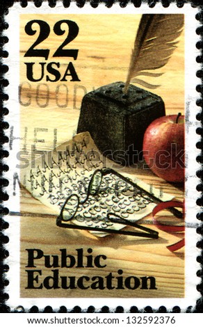 USA - CIRCA 1985: A stamp printed in United States of America dedicated to public education, circa 1985