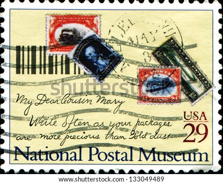 USA - CIRCA 1993: A stamp printed in United States of America shows US stamps from National Postal Museum, circa 1993
