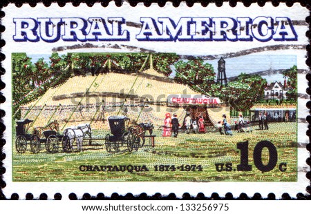 USA - CIRCA 1974: A stamp printed in United States of America shows Chautauqua, Rural America, circa 1974