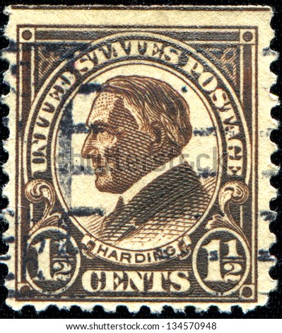 USA - CIRCA 1930: A  stamp printed in United States of America shows President Warren Gamaliel Harding, circa 1930