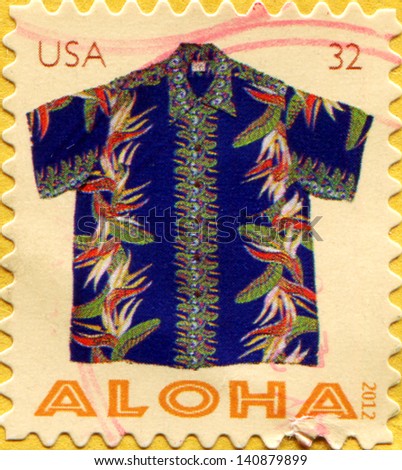 UNITED STATES - CIRCA 2012: A stamp printed in USA shows Aloha Shirt, circa 2012