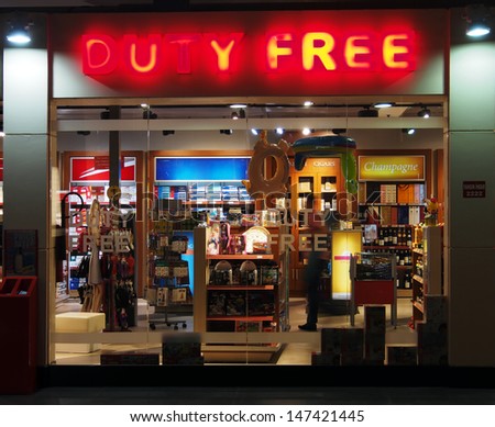 Dalaman - July 16: Duty-Free Shop, July 16, 2013 In Dalaman Airport, Turkey. Duty-Free Shops Are Retail Outlets That Are Exempt From The Payment Of Certain Local Or National Taxes And Duties